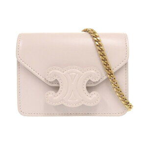 Celine Triomphe leather pink chain shoulder bag pouch